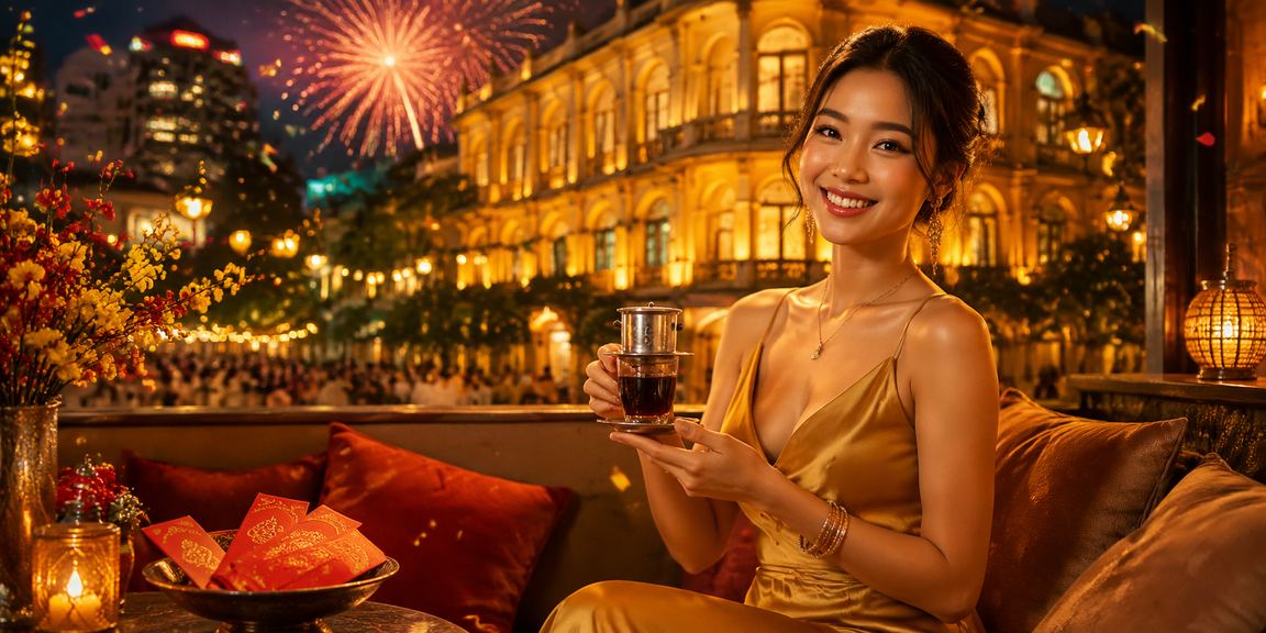 Người dùng tại Hà Nội nhận phong bao thưởng đỏ trực tuyến tại quán cà phê buổi sáng